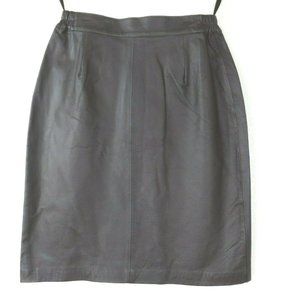 New Excelled Brown Leather Skirt Womens Size 4 Lined Zip Snap Closure Slit Back